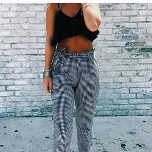 LF Gingham Paper-bag Pants